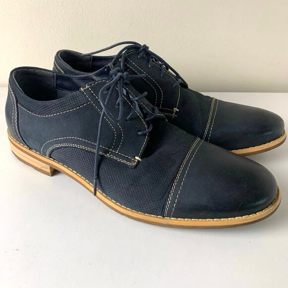 Steve Madden Chays Navy Leather Cap Toe Oxford Mens Casual Dress Size 12 Lace Up main image 8
